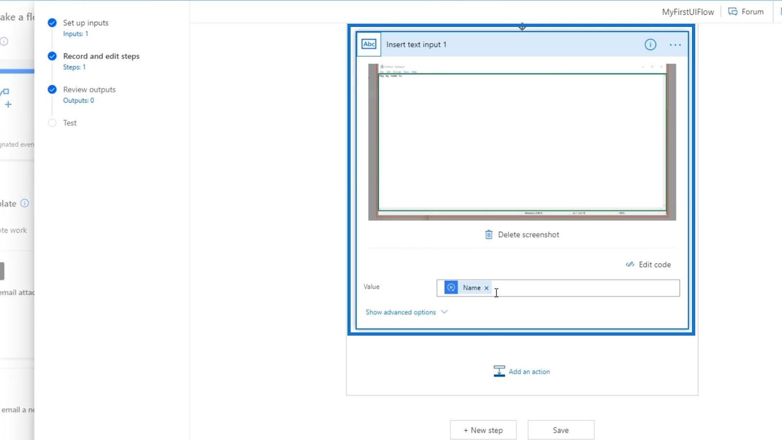 UI Flow-input i Microsoft Power Automate