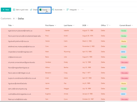 Exportera SharePoint-listor till Excel- eller CSV-fil