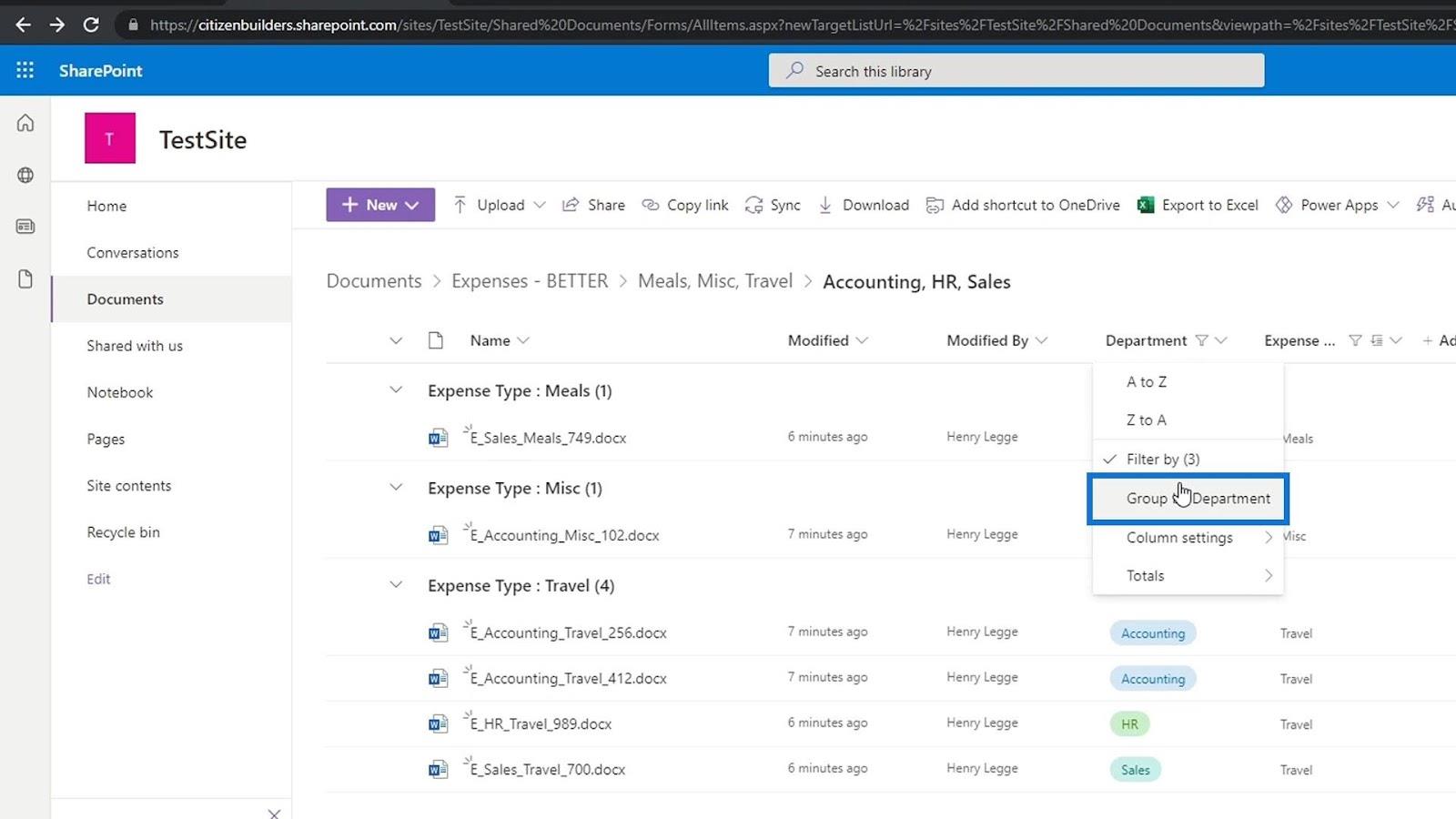 Filtrování metadat v souborech SharePoint