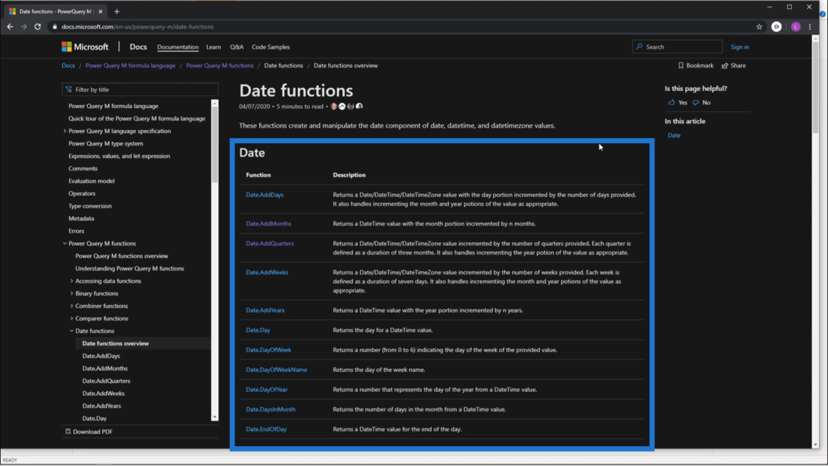 Ställa in ett dynamiskt startdatum och slutdatum för Power Query-datumtabeller