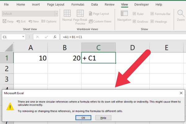 Hvordan finne sirkulære referanser i Excel