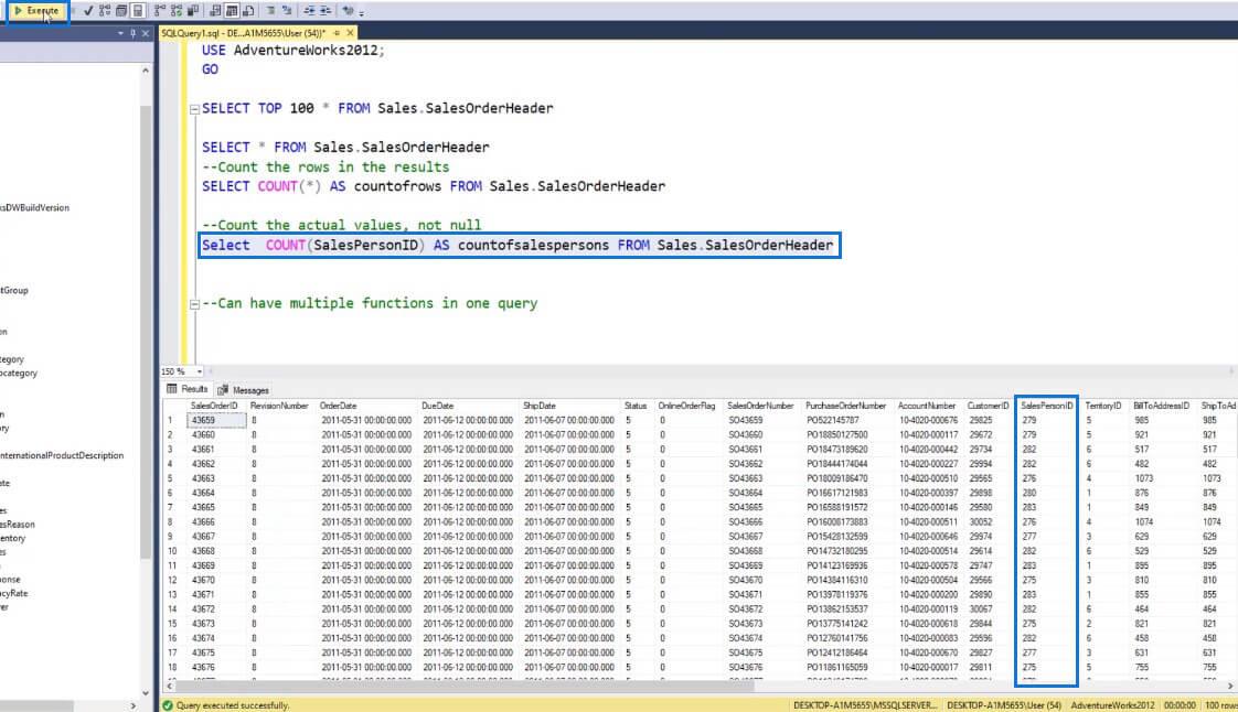 Aggregerte funksjoner i SQL og deres bruk