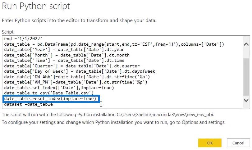 LuckyTemplates med Python-skript for å lage datotabeller