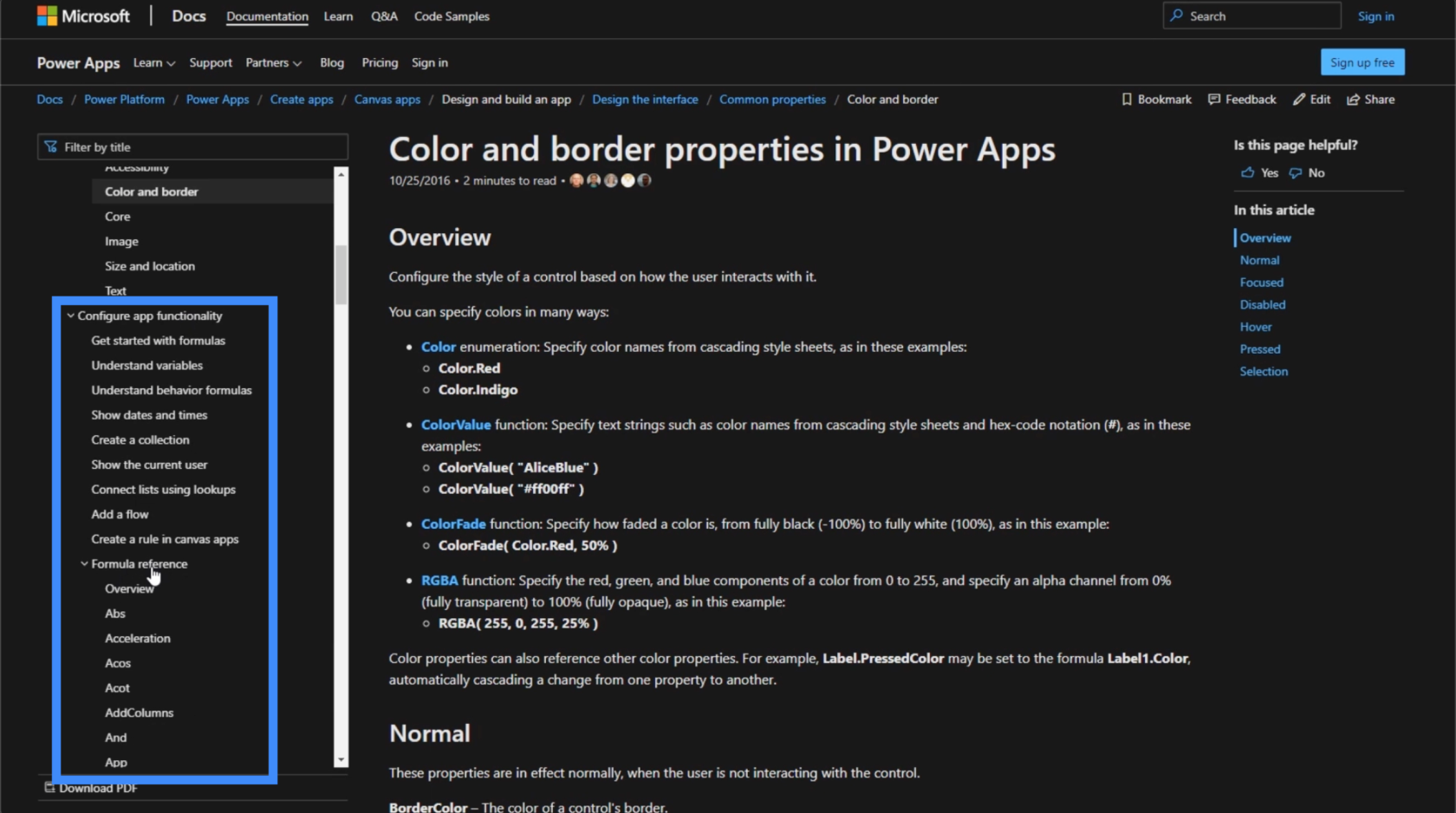 PowerApps-dokumentaatio: MS Docsin käyttäminen asiantuntijatoimintoihin