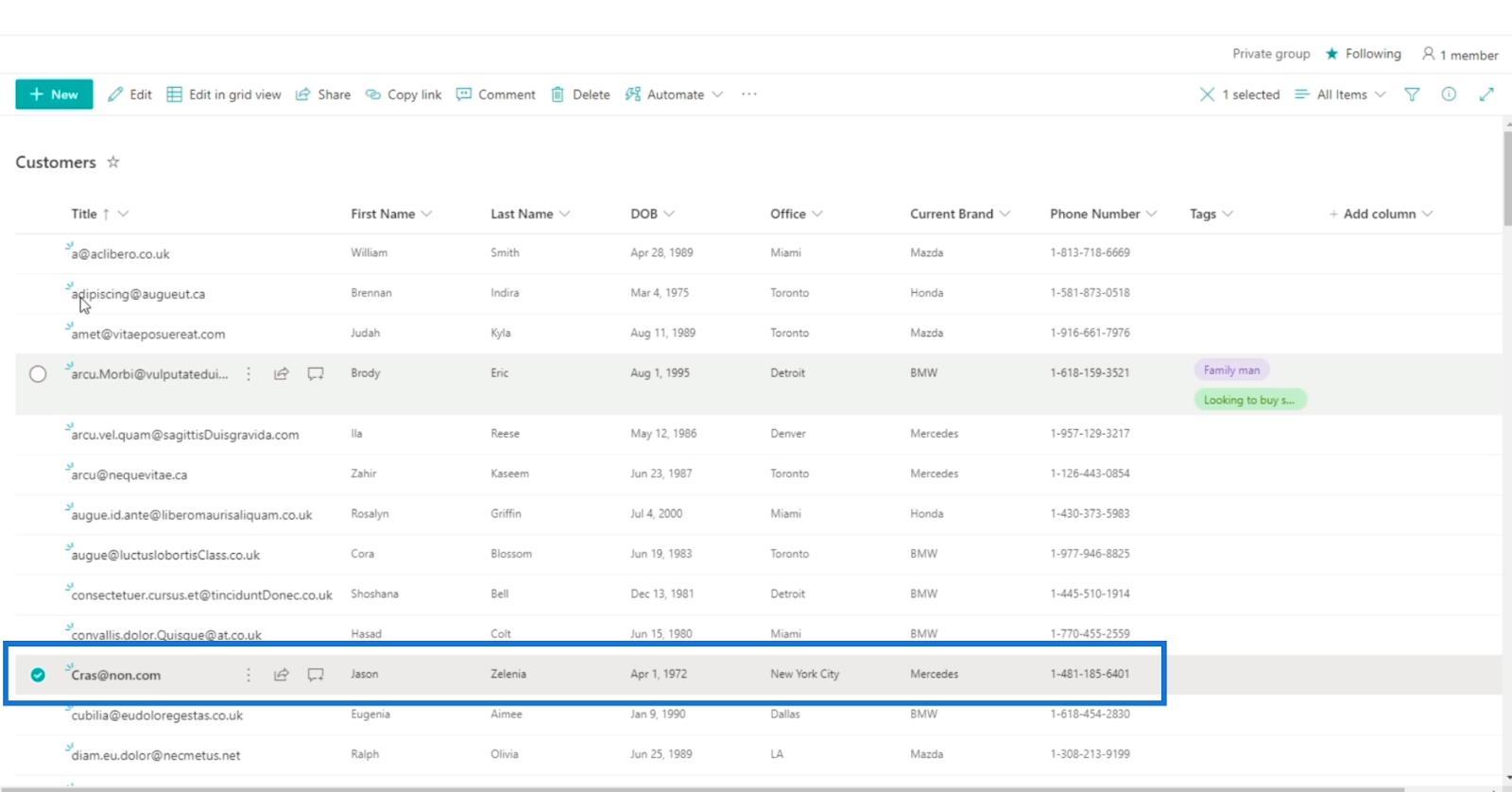 Tilføjelse af SharePoint-valgfelt på en liste