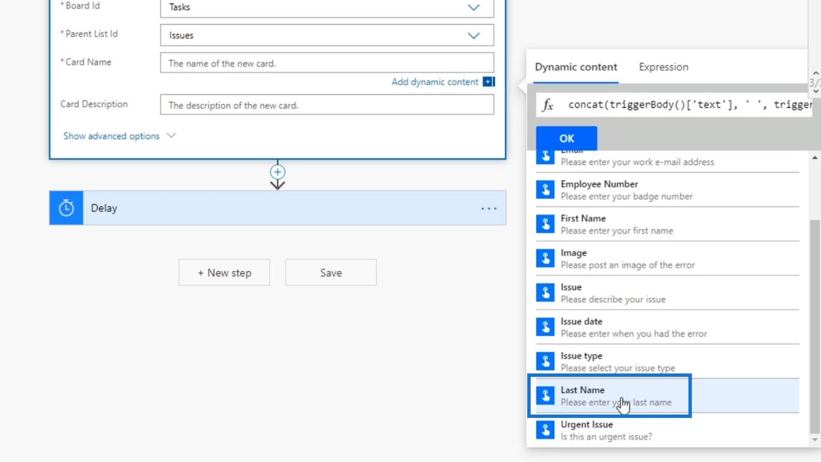 Workflow-input i Microsoft Power Automate