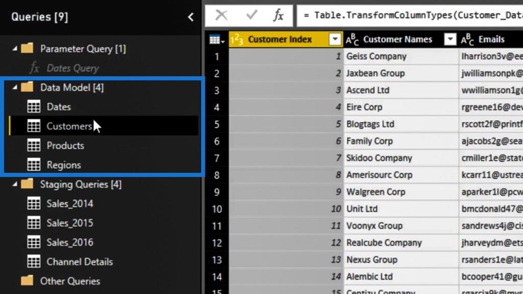 Power Query Editor: Staging Queries