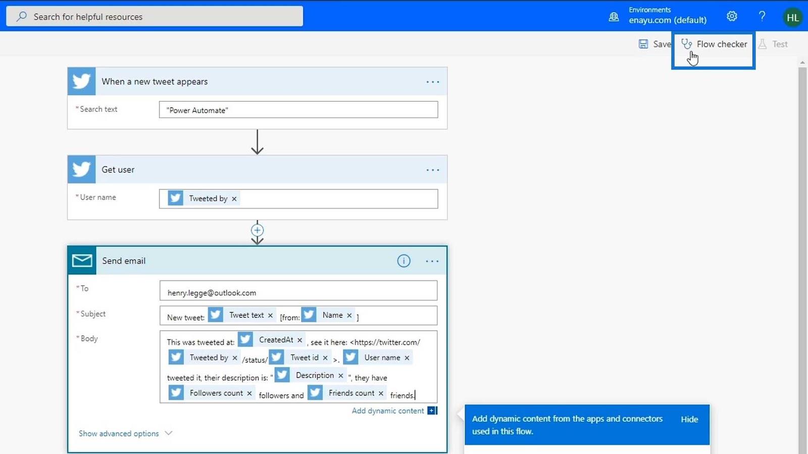 Automatiseret flow i Microsoft Power Automate