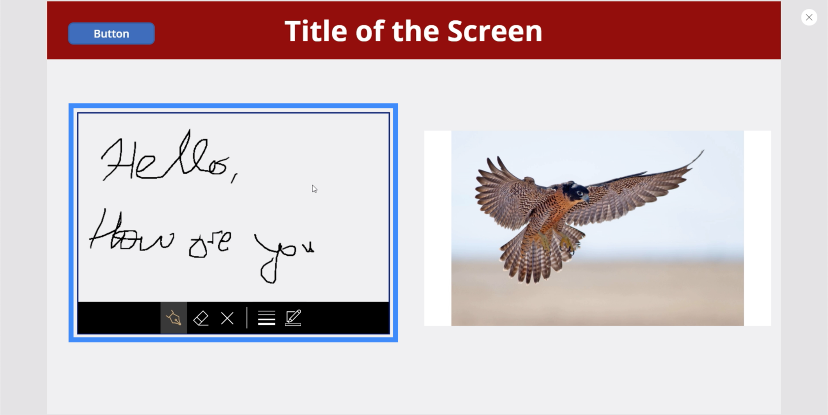 Obrázky PowerApps v kombinaci s perem, fotoaparátem a nahráváním fotografií