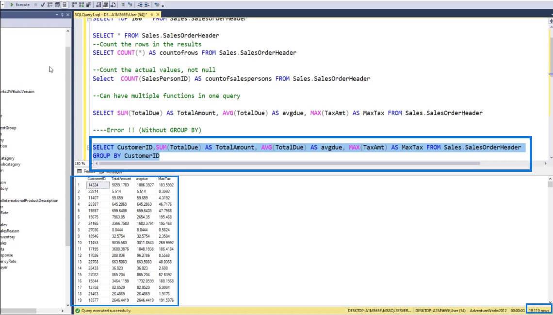 Agregační funkce v SQL a jejich použití