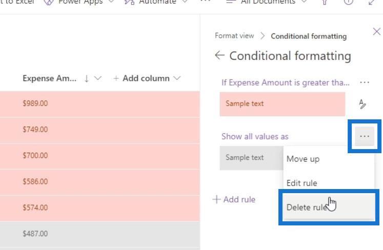 Visa formatering i SharePoint