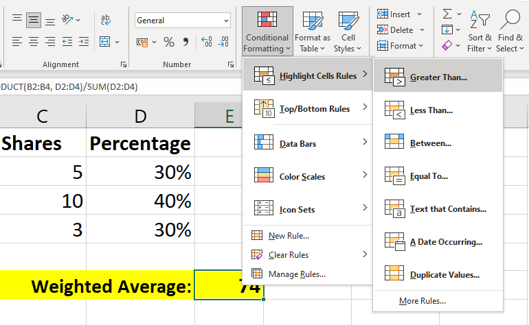 Hur man beräknar ett vägt genomsnitt i Excel med procentsatser