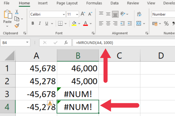 Hur man avrundar till närmaste tusen i Excel