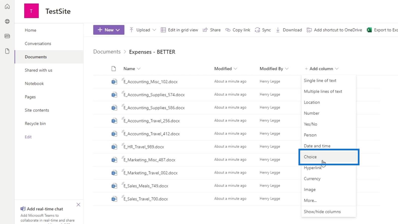 Tilføjelse af metadata i SharePoint ved hjælp af kolonner