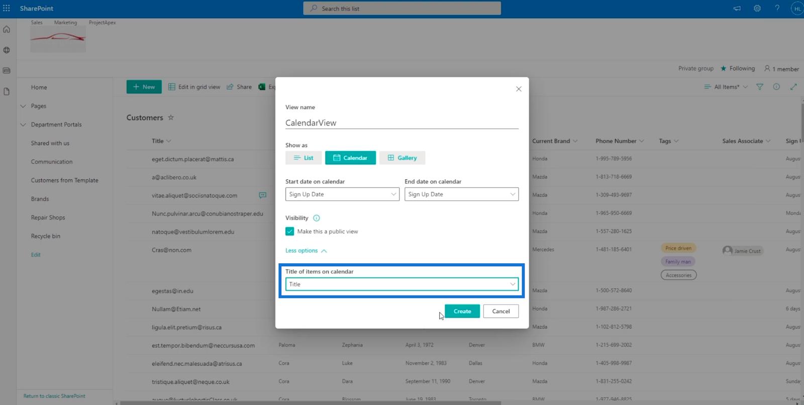 SharePoint-listans kalendervy