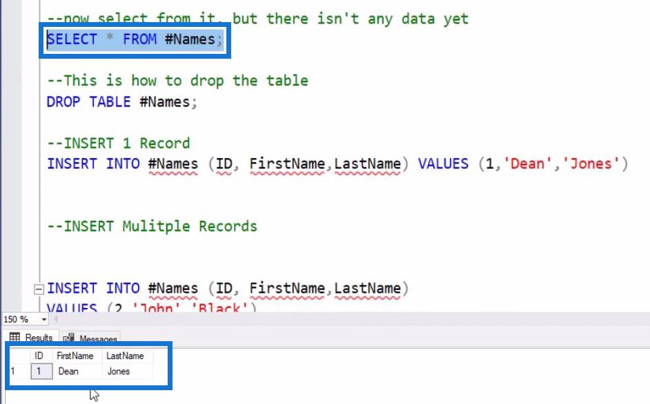 SQL-taulukon perustoiminnot