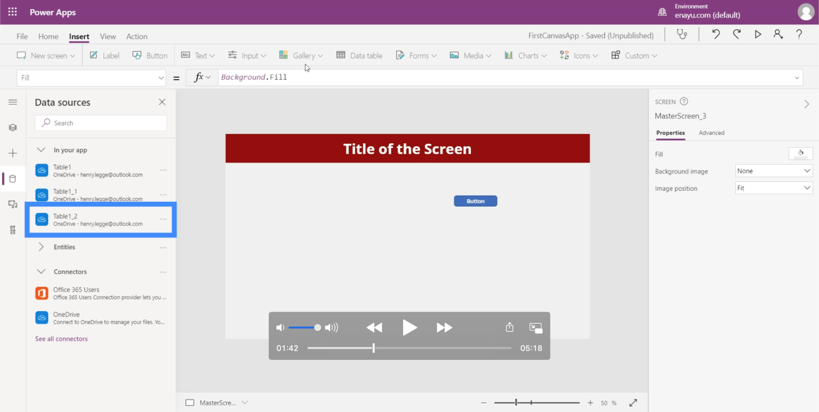 PowerApps-diagrammer, grafer og dynamiske billeder