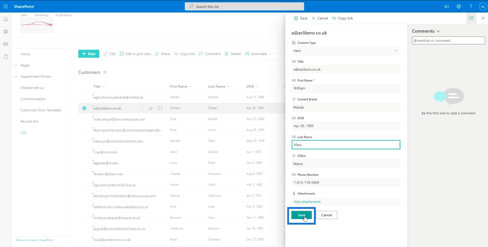 SharePoint-listeelement: Redigering af enkelte og flere elementer