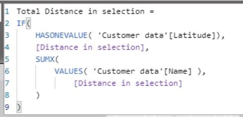 Afstandsberegning på kort |  LuckyTemplates geospatial analyse