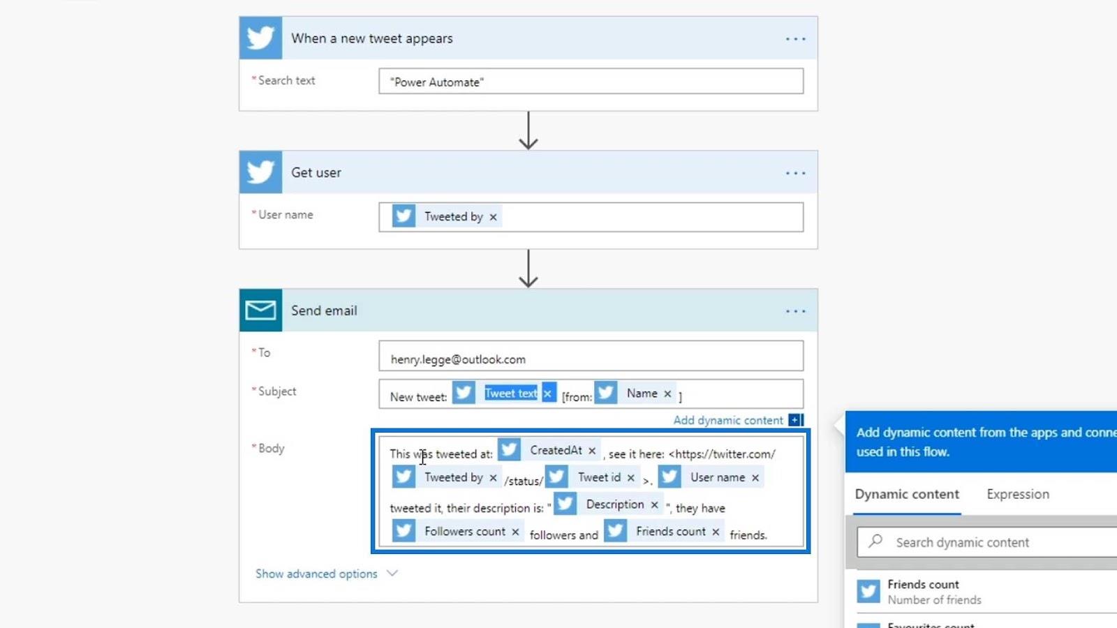 Automatiseret flow i Microsoft Power Automate