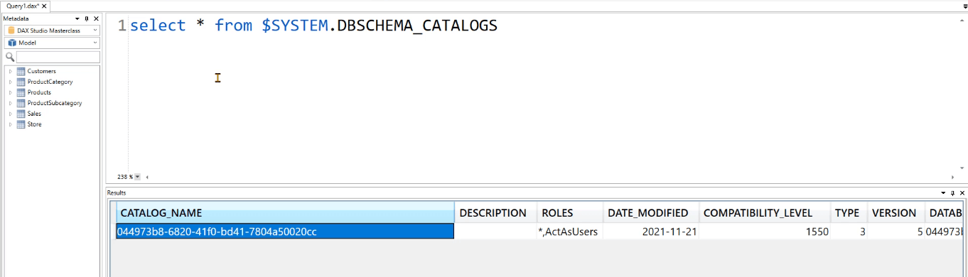 Använda Dynamic Management Views (DMV) i DAX Studio