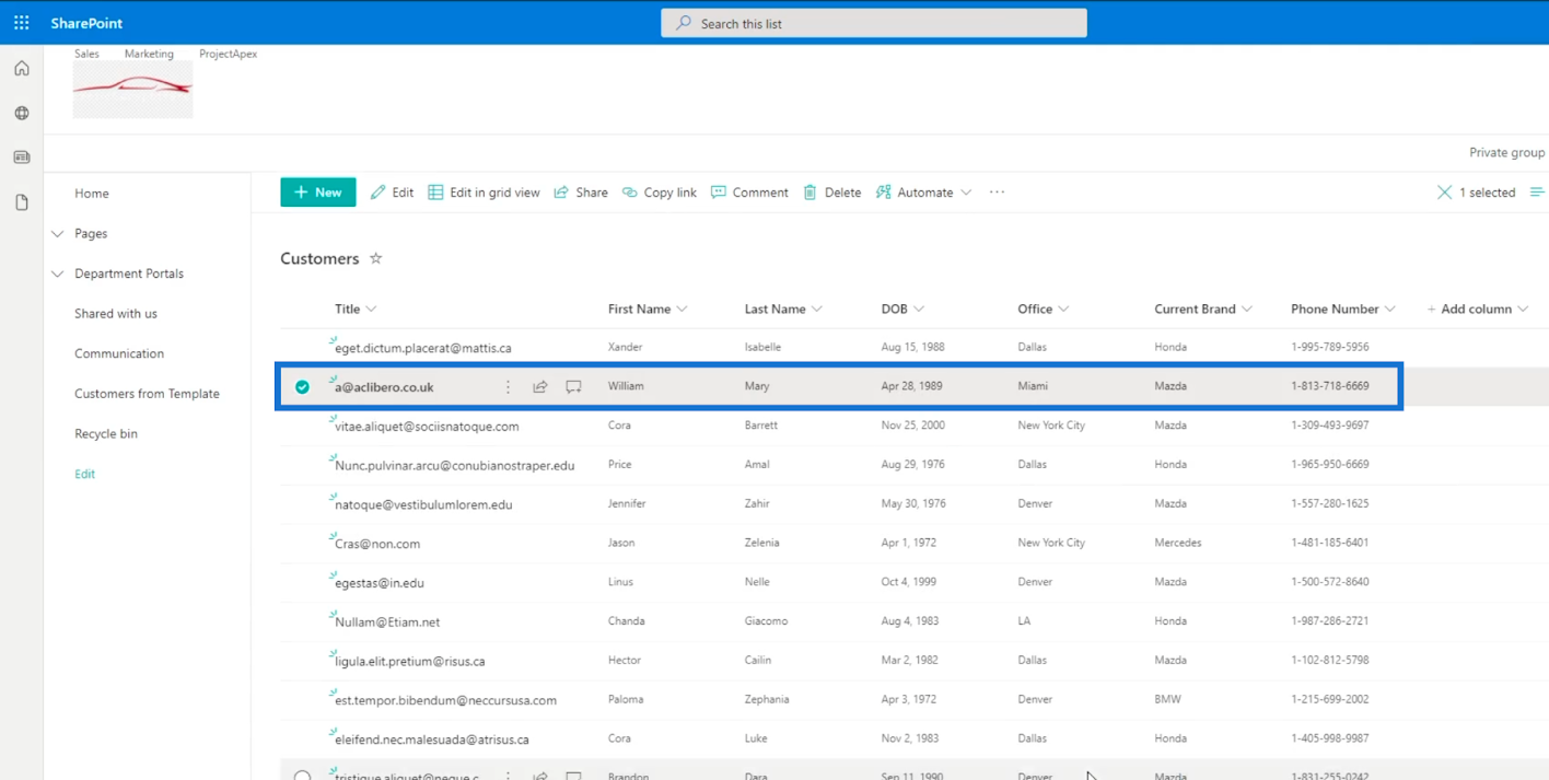 SharePoint listaelem: Egy- és több elem szerkesztése