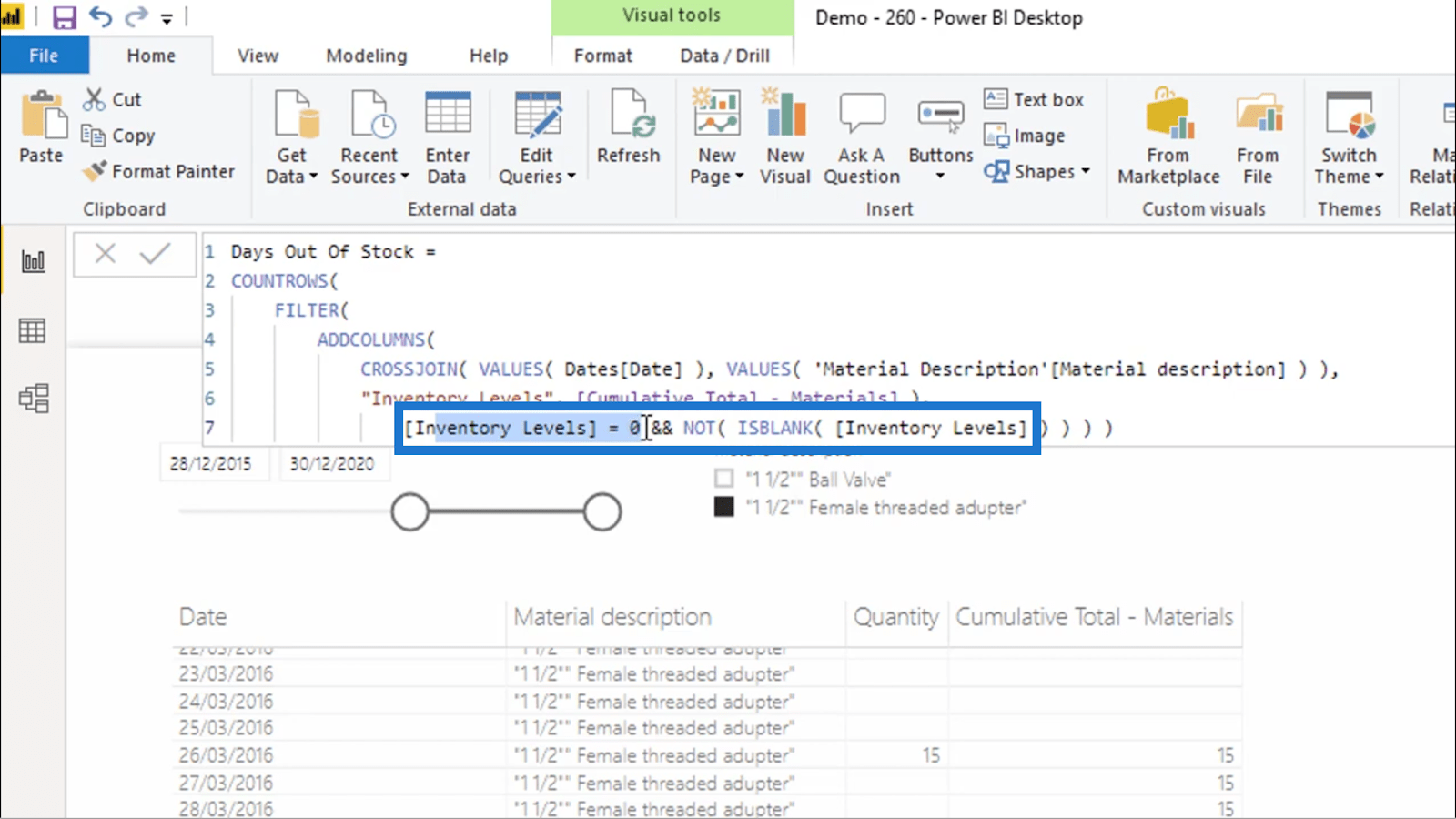 Beräkna dagar med noll lager – LuckyTemplates Inventory Management Insights