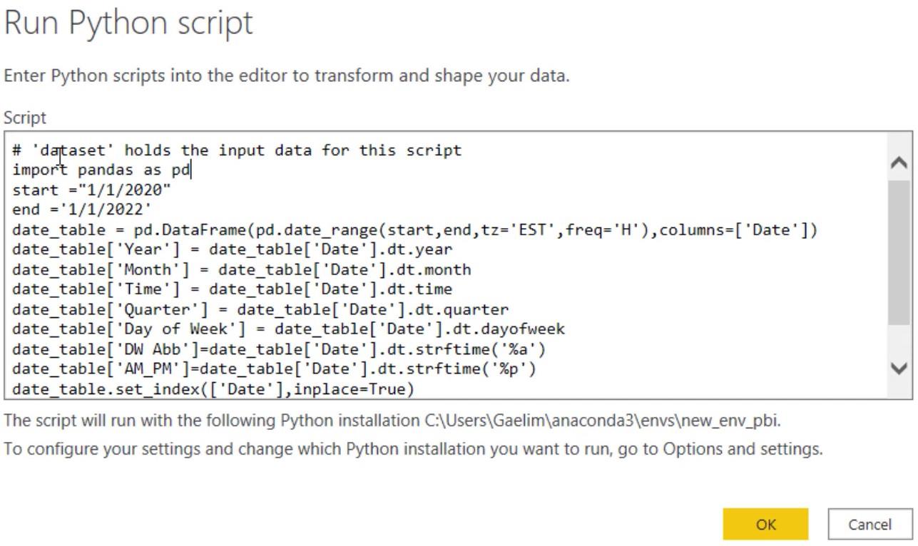 LuckyTemplates med Python-skript for å lage datotabeller