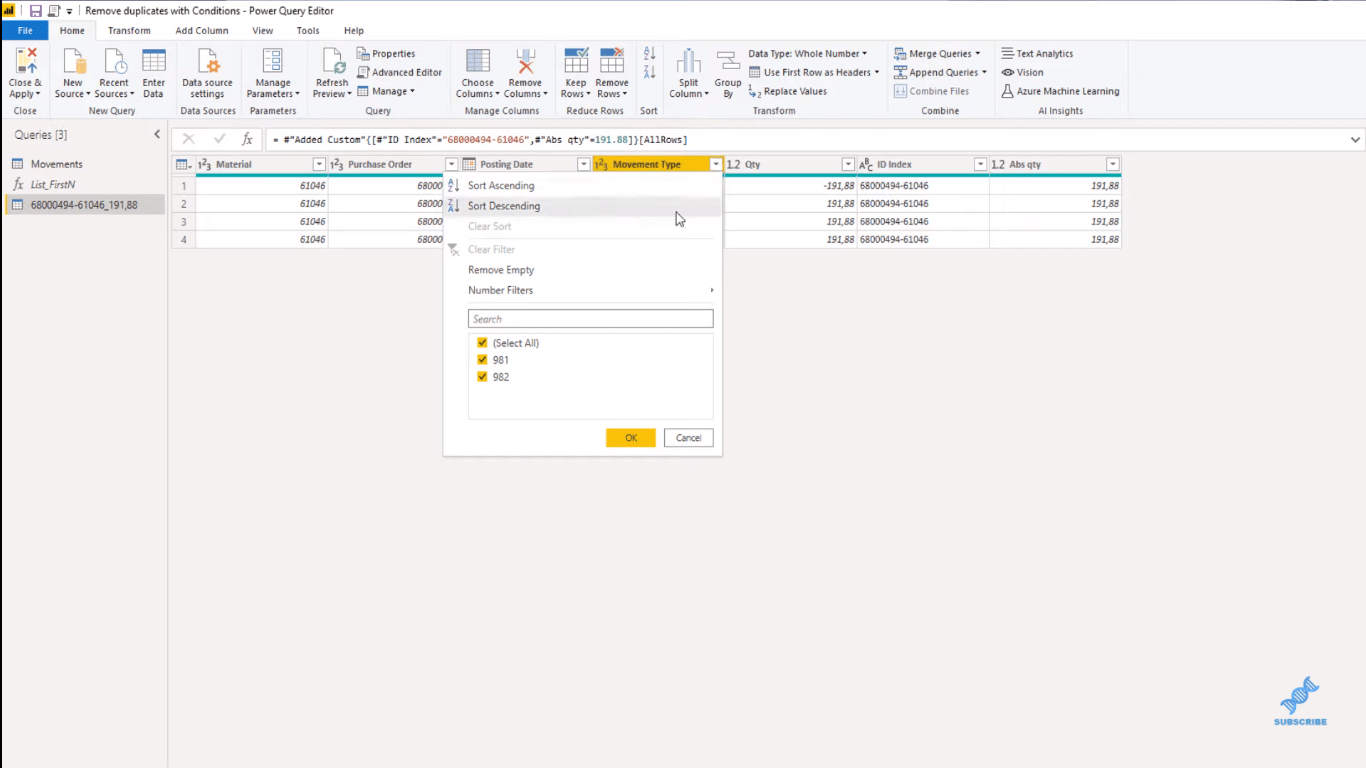 LuckyTemplates Power Query: Odstranění duplicitních řádků