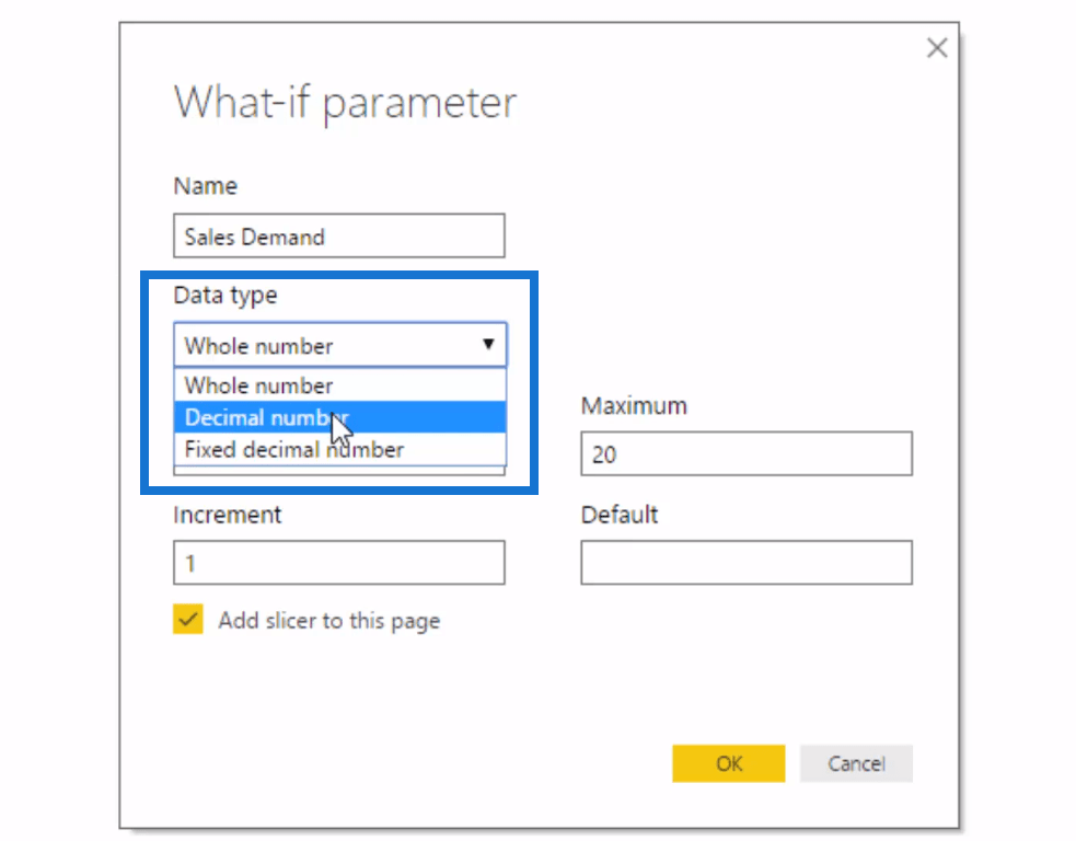 LuckyTemplates 'What-If'-parameterfunktion