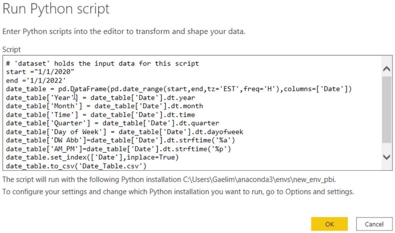 LuckyTemplates Python szkriptekkel dátumtáblázatok létrehozásához