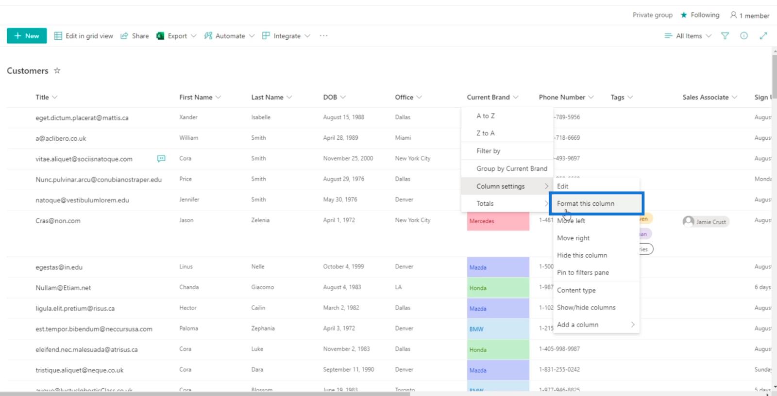 SharePoint List Formatering Walkthrough