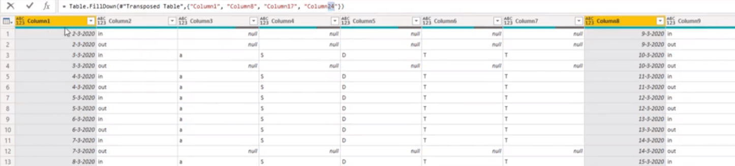 Rozvržení kalendáře do tabulkového formátu pomocí Power Query