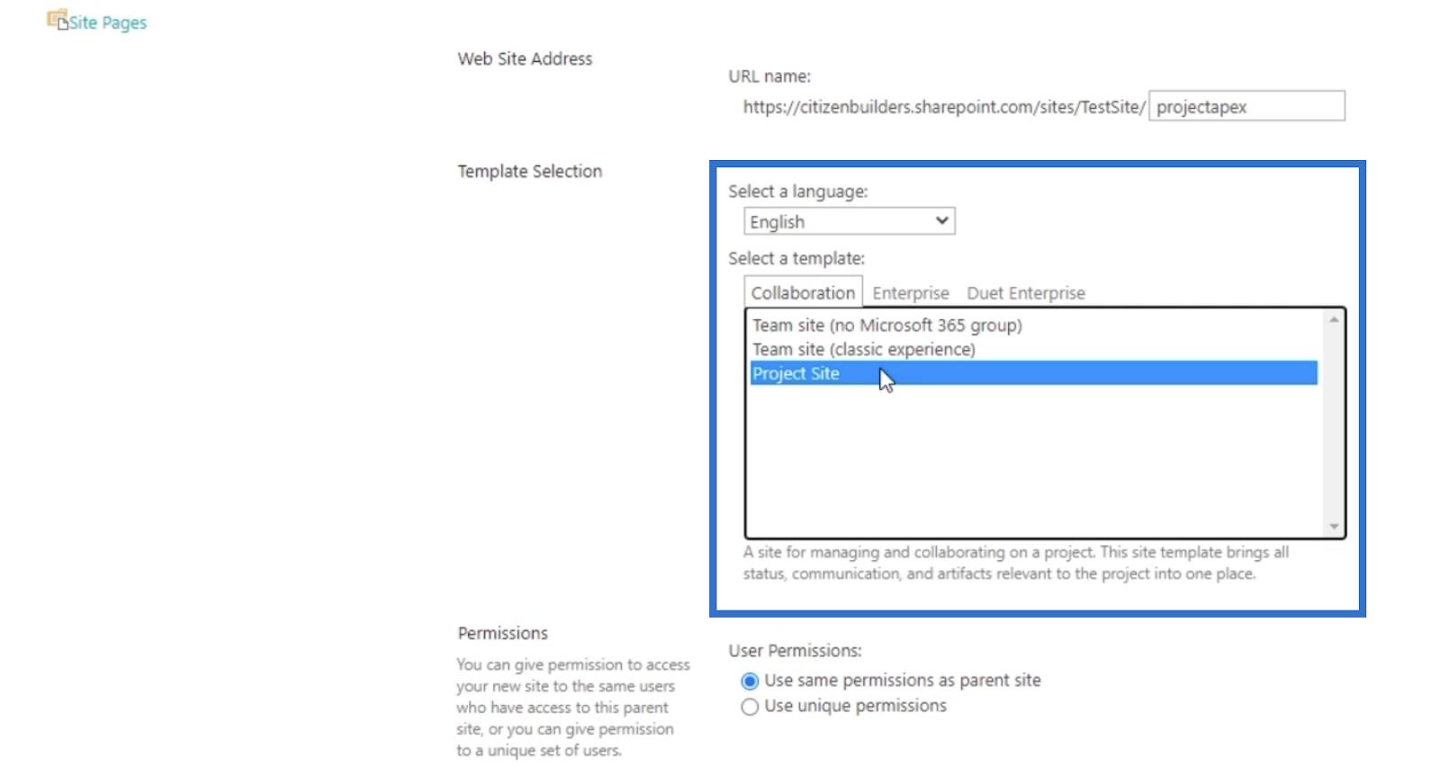 SharePoint Project Site: Oprettelse og konfiguration