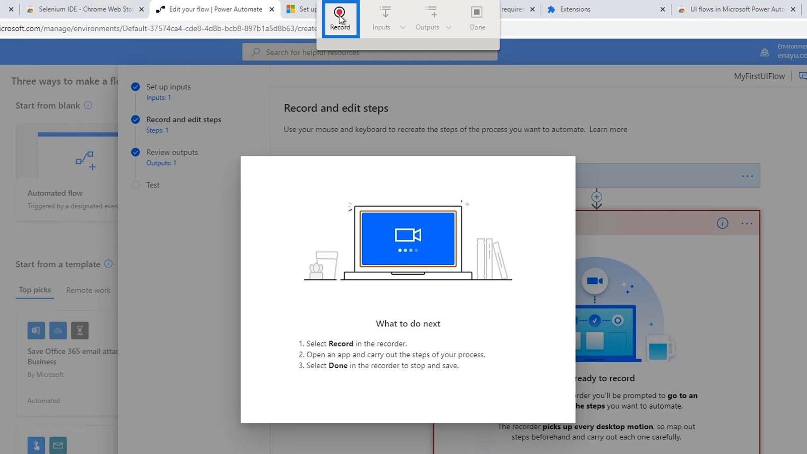 Вхідні дані потоку інтерфейсу користувача в Microsoft Power Automate