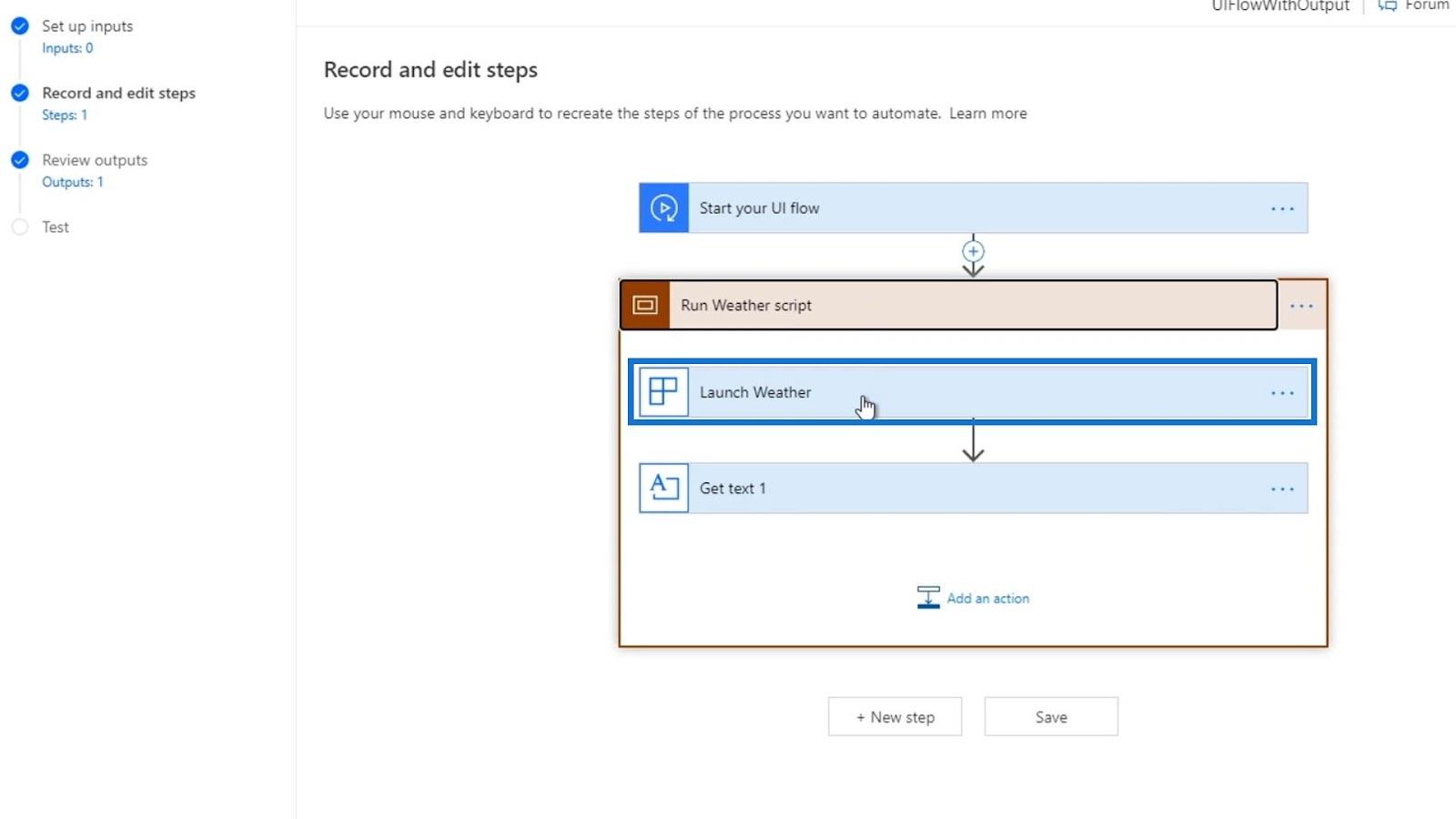 UI-flowoutput i Power Automate