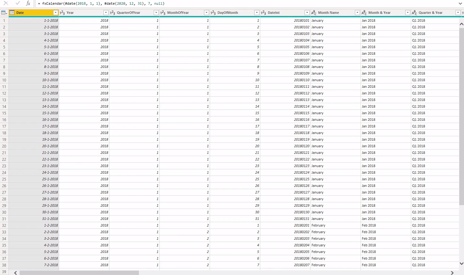 Använda M-funktionen för att skapa en utökad LuckyTemplates-datumtabell