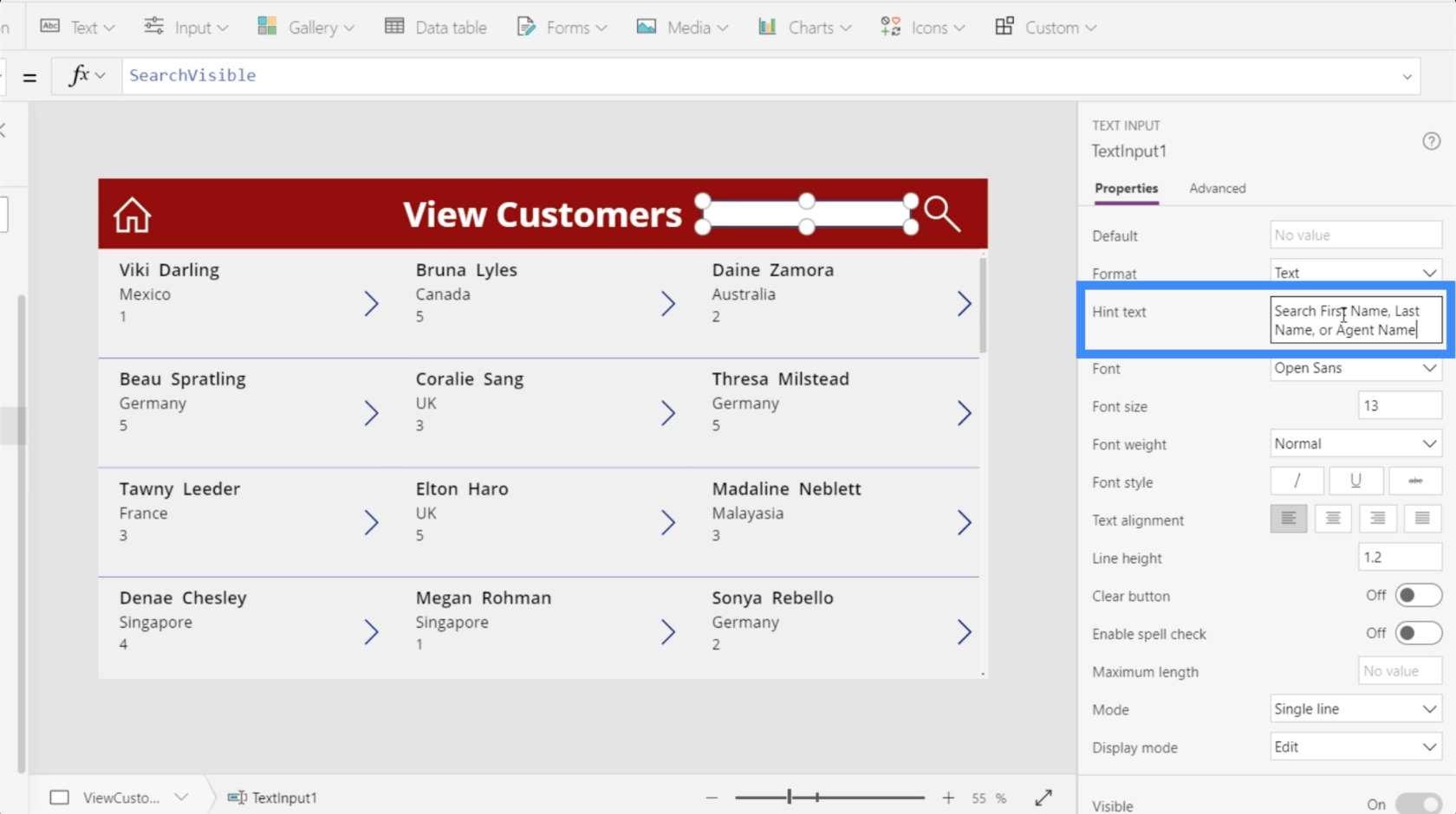 PowerApps-hakukenttä: lisääminen ja mukauttaminen