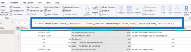 Ako dynamicky zlúčiť stĺpce v tabuľke Power Query