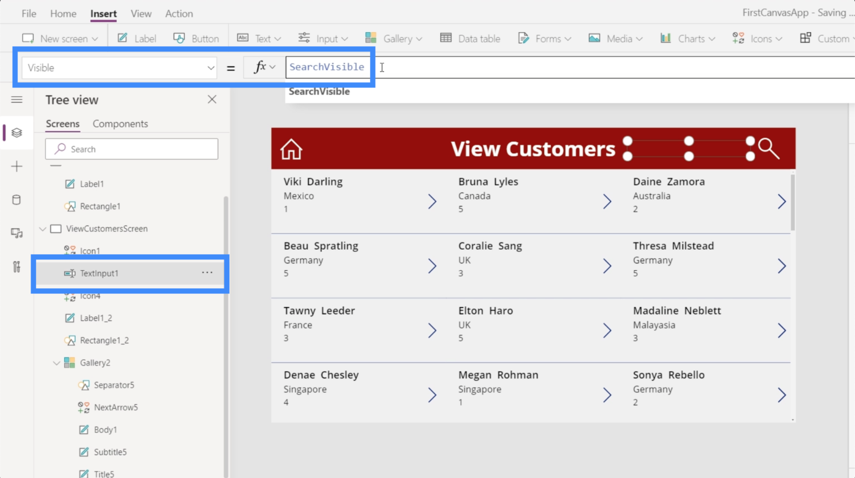 PowerApps-hakukenttä: lisääminen ja mukauttaminen