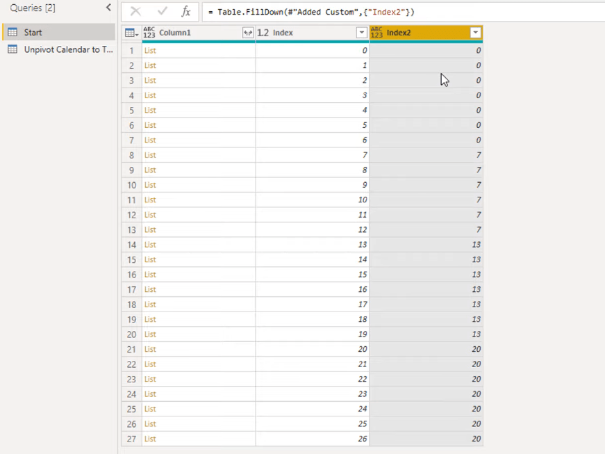 Gjøre kalendertypeoppsett til tabellformat i LuckyTemplates ved hjelp av Query Editor