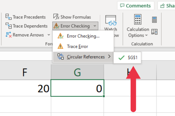 Hur man hittar cirkulära referenser i Excel