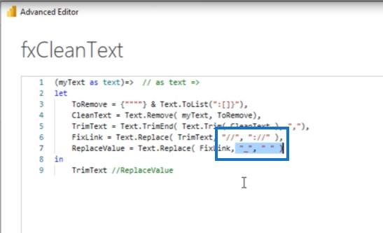 Oprettelse af en brugerdefineret tekstrensningsfunktion i Power Query