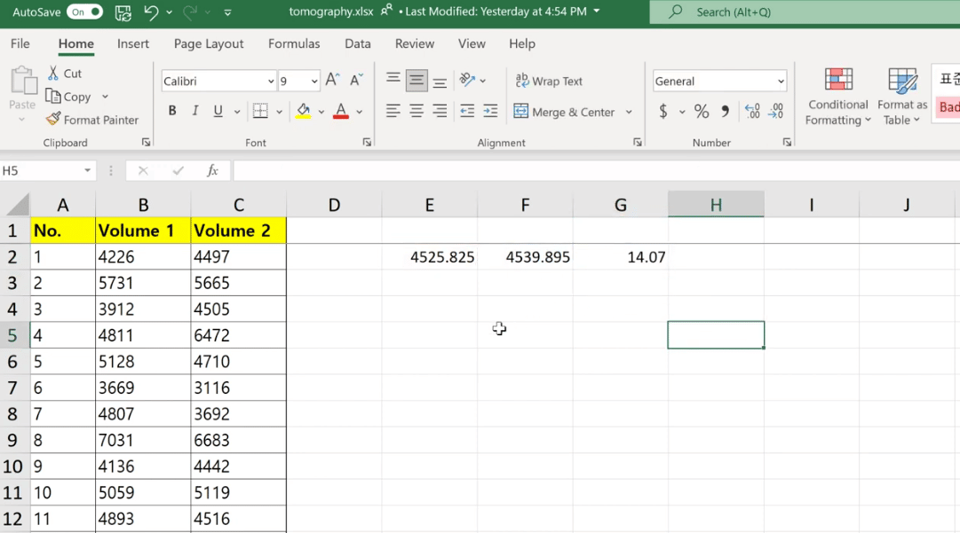 Parade prover T-test i Excel