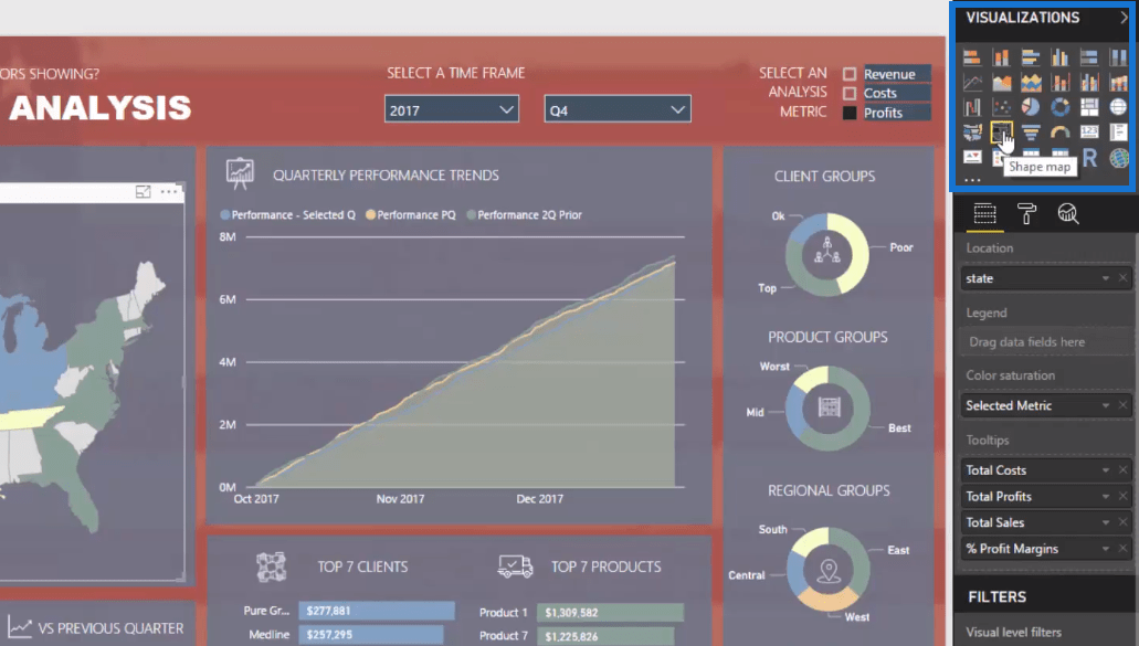 LuckyTemplates Shape Map Visualization for romlig analyse