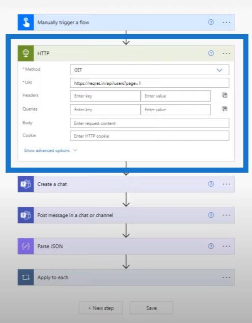 Lag en HTTP-forespørsel i Power Automate