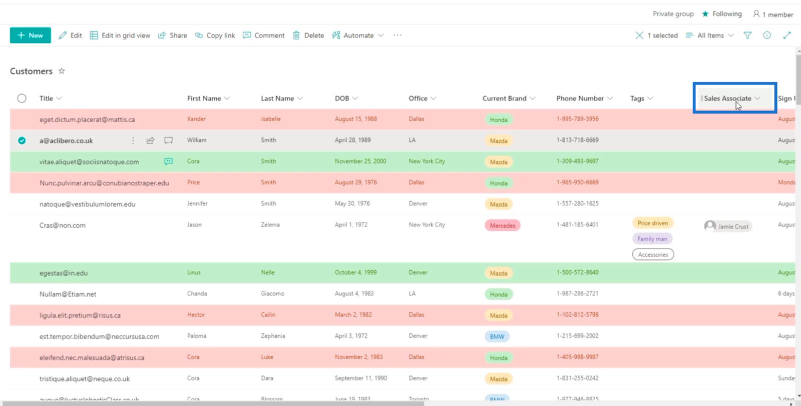 A SharePoint-lista figyelmeztetések beállítása