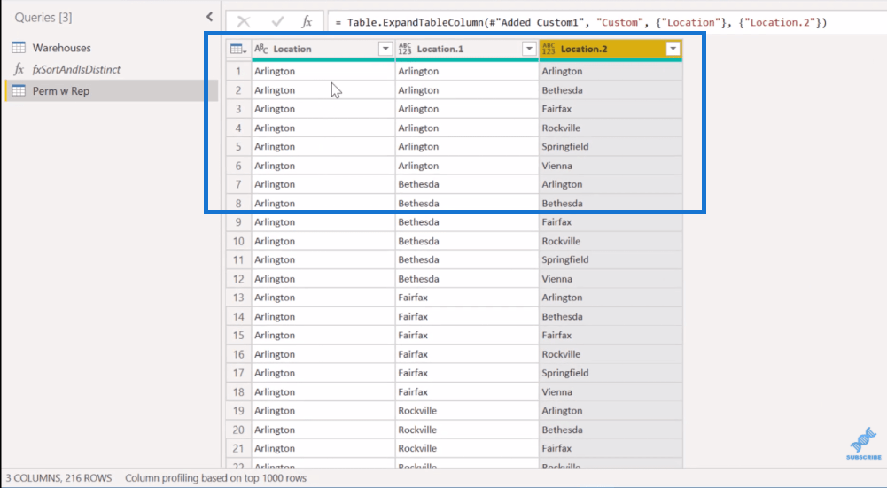 Kombinatorikus elemzés Power Query használatával a LuckyTemplatesben