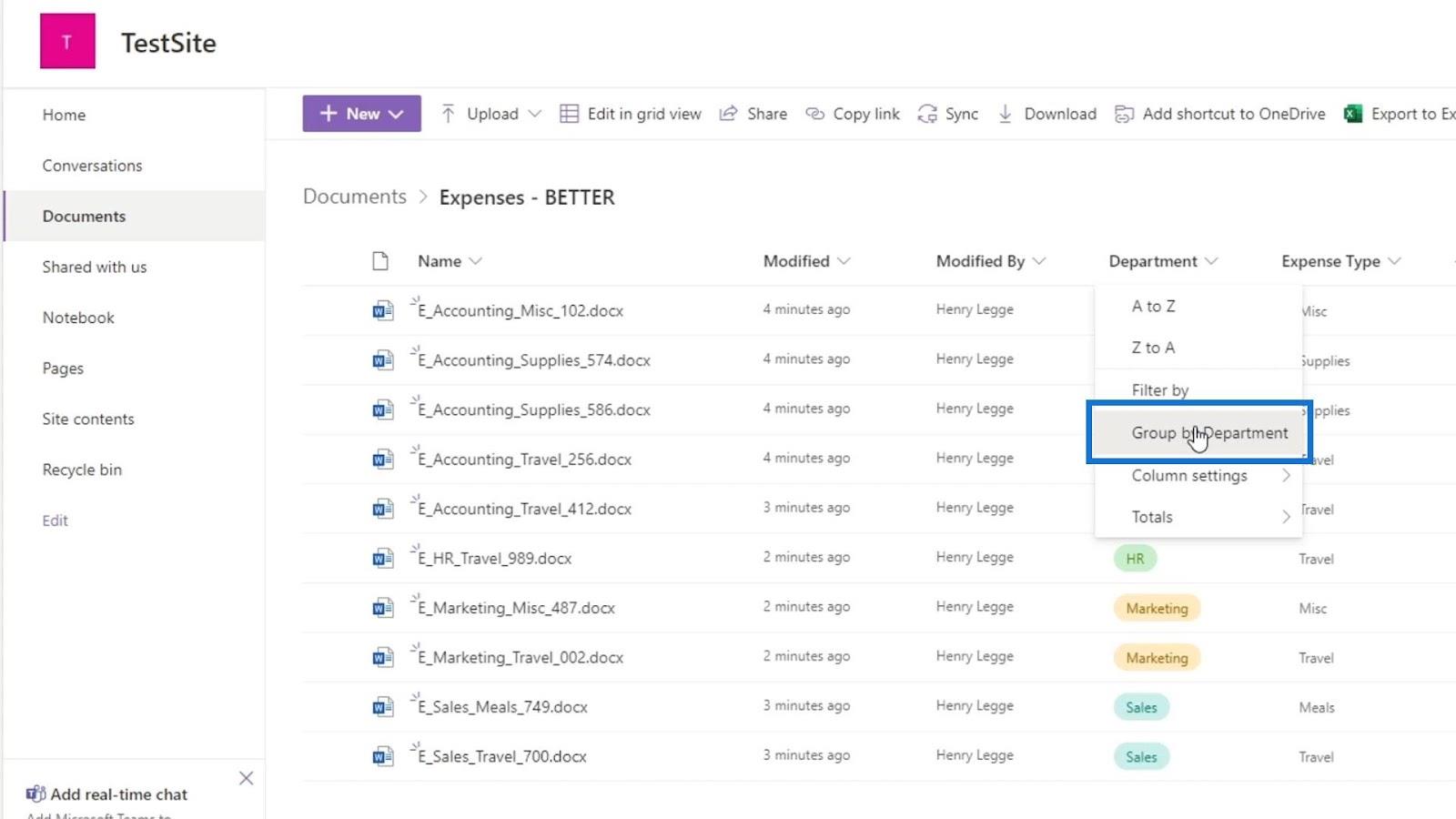 Metadatafiltrering i SharePoint-filer