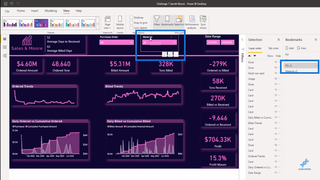 Bokmerker i LuckyTemplates – gruppering etter rapportside